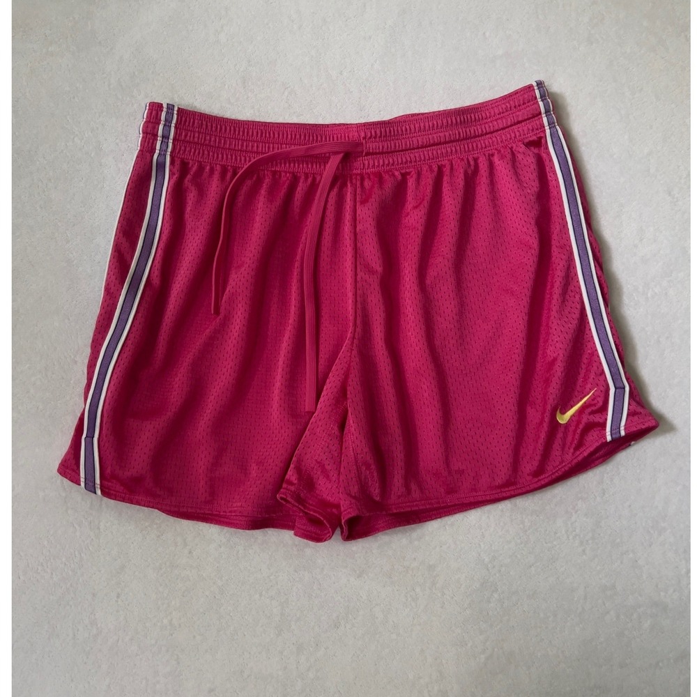 Nike Athletic Shorts Pink Dri-FIT Mesh Side Stripe Large